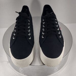 Superga Men's Black Canvas Sneakers size 9.5 pre owned Exellent condition